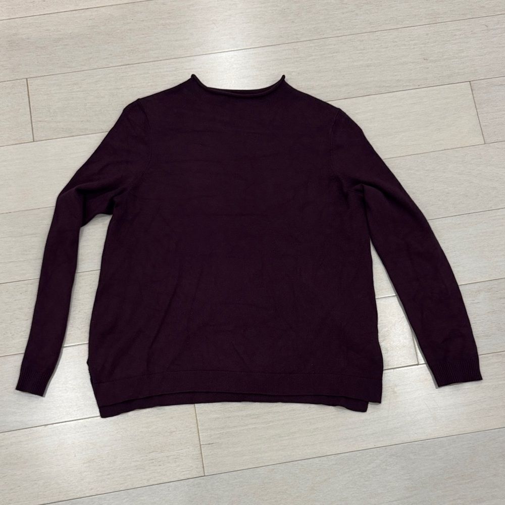 Adrianna Papell Dark Purple Crew Neck Sweater